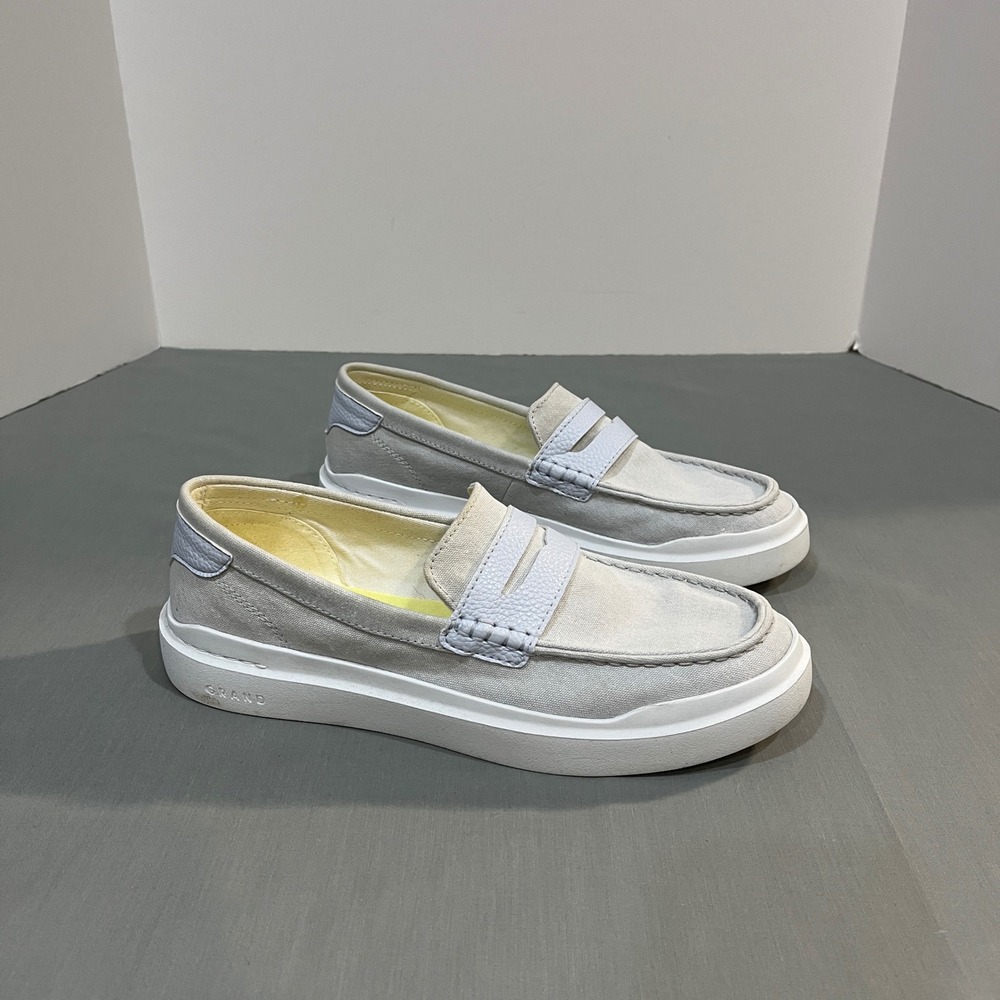 Cole Haan Penny Loafer Womens 9B Grey Canvas Grand Series W25369 Slip On Shoes